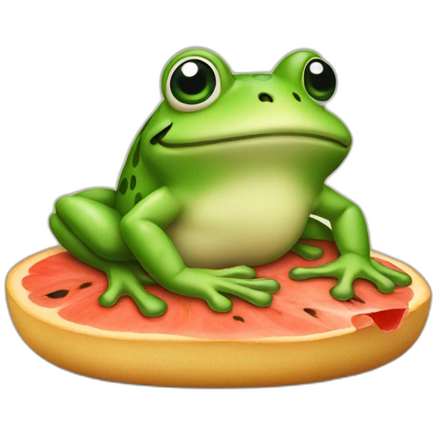 Grenouille avec un pastèque emoji