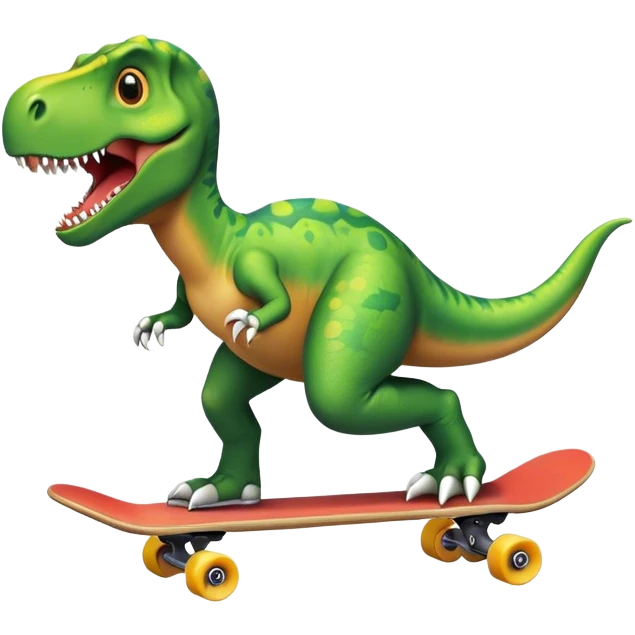 A dinosaur skateboarding emoji