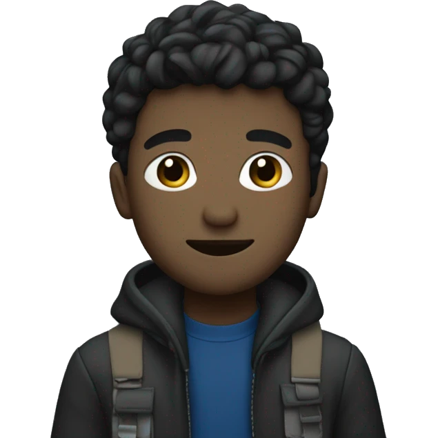 Youg man with blak, and bleu navy backgroun emoji