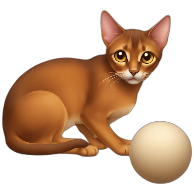 Abyssinian cat play with a small fur ball emoji