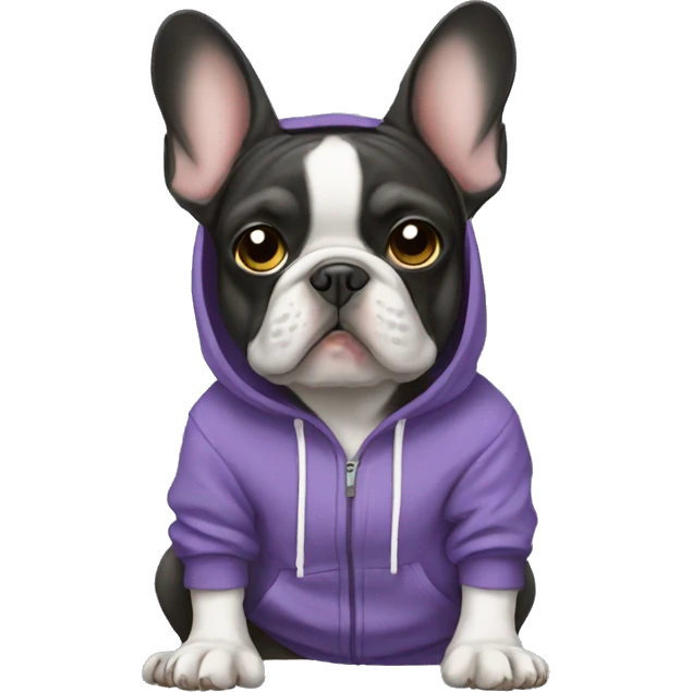 Frenchie wearing hoodie emoji