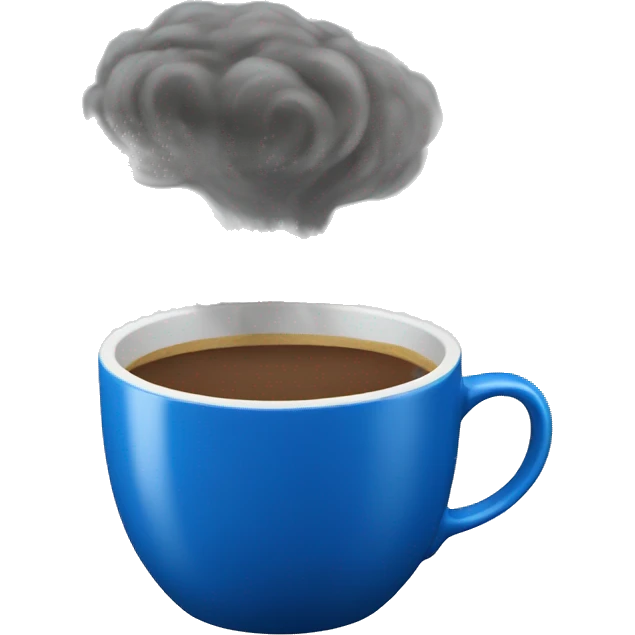 a steaming coffee in a blue ikea mug emoji | AI Emoji Generator