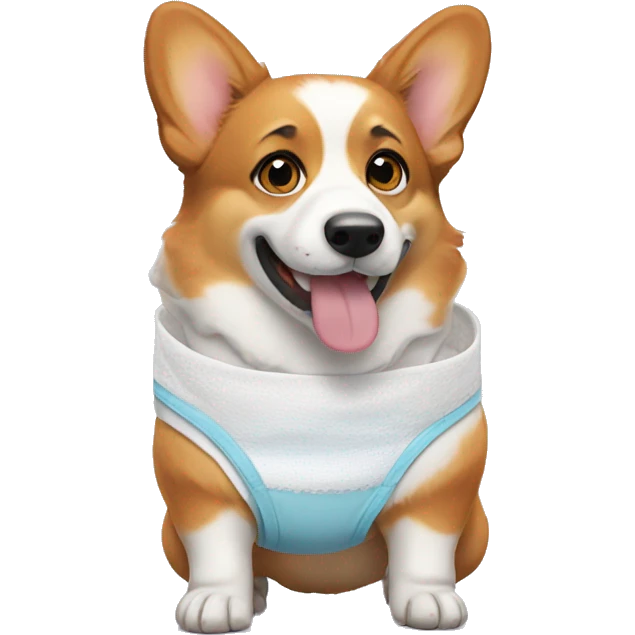 corgi wearing diaper emoji
