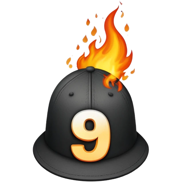 burning black cap with number “9” on it emoji