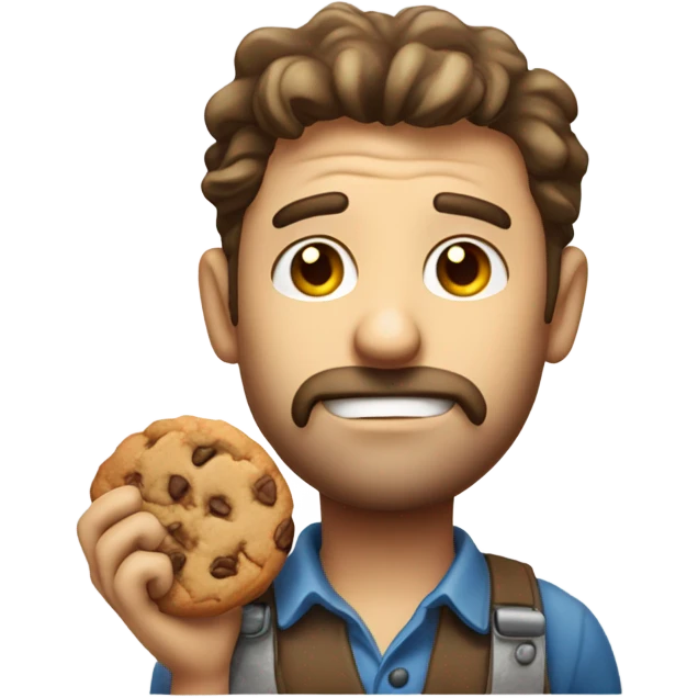 Dodgy builder holding a chocolate chip cookie not tan emoji