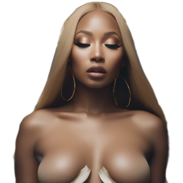 Nicki Minaj, david bellemere, Bare belly, Wings, Choker, Bathed in shadows, FOV 90 degrees, short lighting, L USM, Cold Colors, gilded technique, extremely hyper aesthetic, absurdres emoji