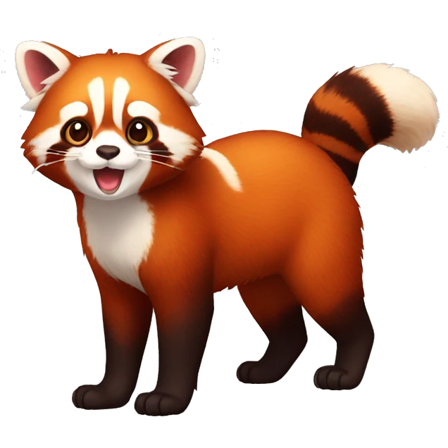 cute red-panda-cat-hybrid full body emoji