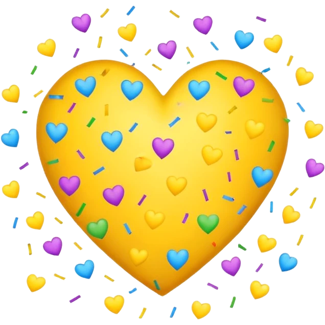 yellow heart with a confetti pattern emoji