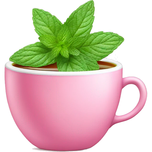Tea with mint in pink cup emoji