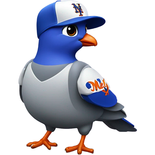 Pigeon with a New York Mets uniform emoji