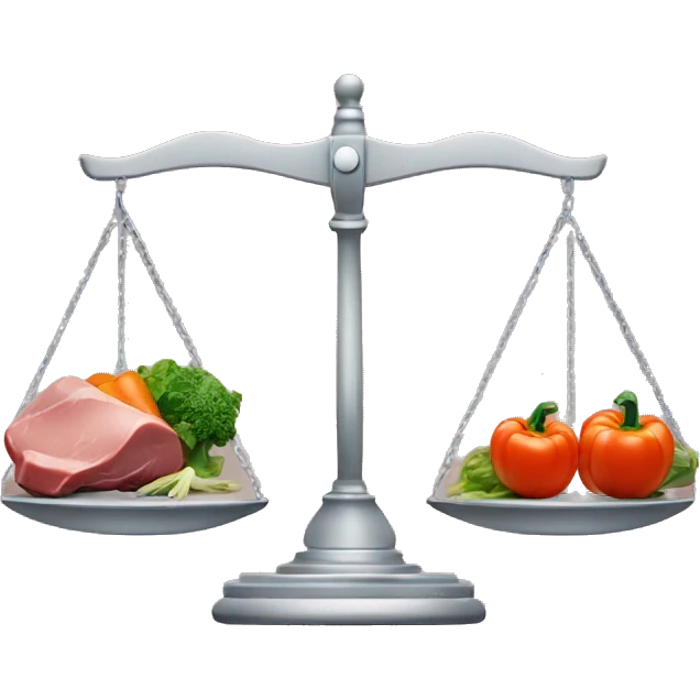 balance scale with vegetable left and meat right emoji