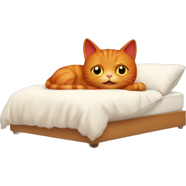 Red cat in bed emoji