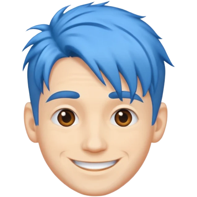 Happy Man strange  blue hair head emoji