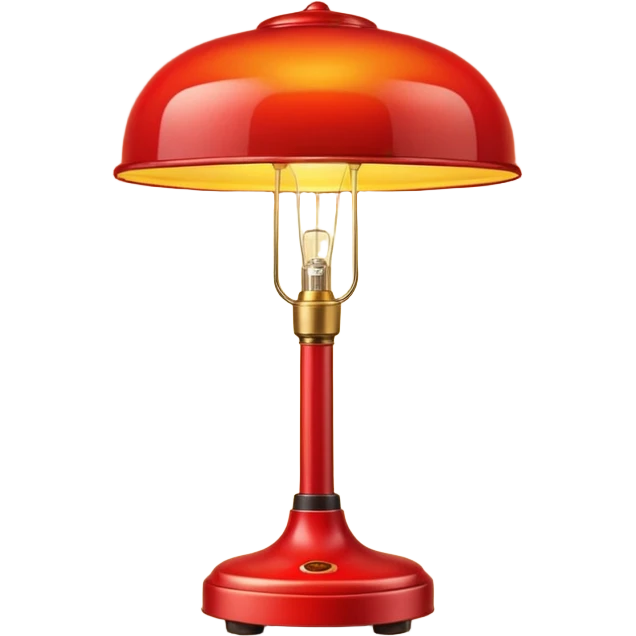 red stand lamp emitting yellow light, warm glow, smooth gradient, bright and saturated colors, minimal details, glossy highlights emoji