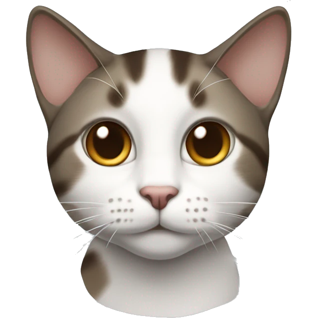 White cat with dark brown tabby tail and dark brown tabby on forehead middle parted emoji
