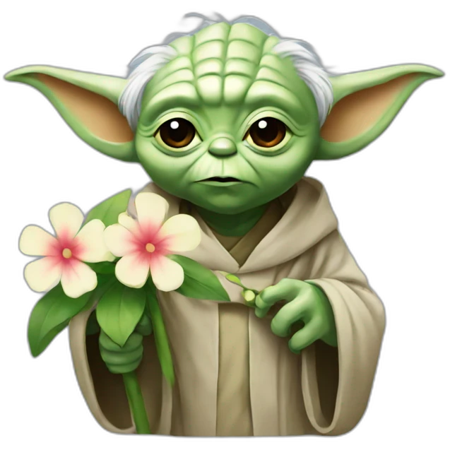 Yoda with flower emoji