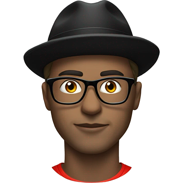 a white man in a black hat, with horns and wearing glasses and a Manchester United T-shirt emoji