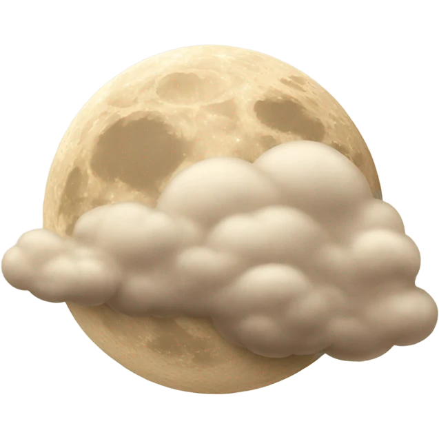 beige realistic moon and beige cloud emoji