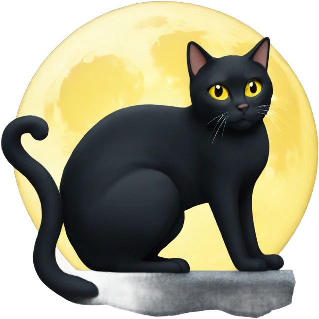 Blackcat with moon yellowcat emoji