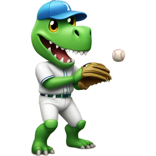 Dinosaur playing baseball emoji