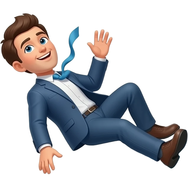 Man falling from building face upward emoji
