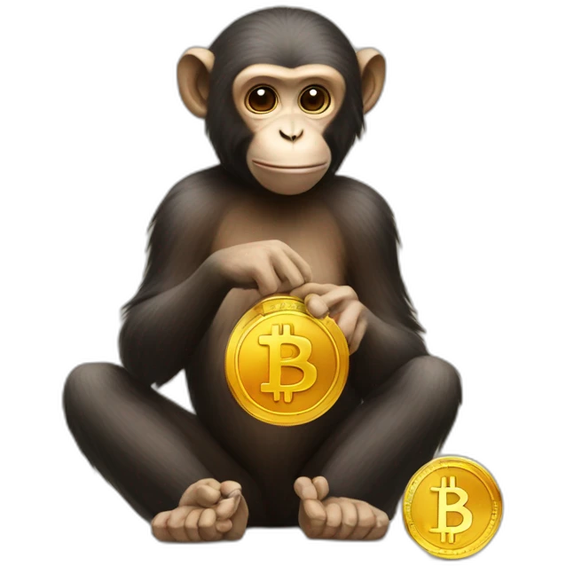 monkey with bitcoin in hands emoji