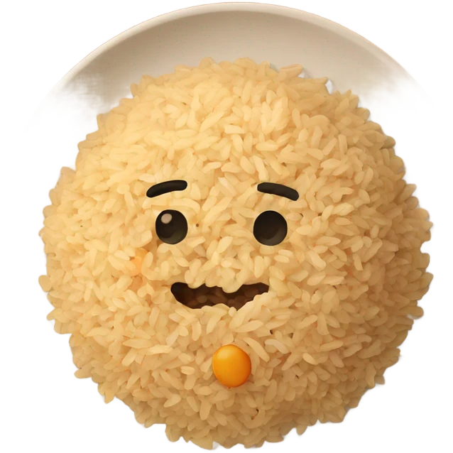 salted pure fried rice on a terra cotta plate emoji