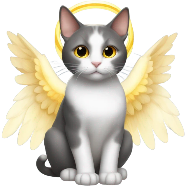 Cat in heaven with halo and wings emoji