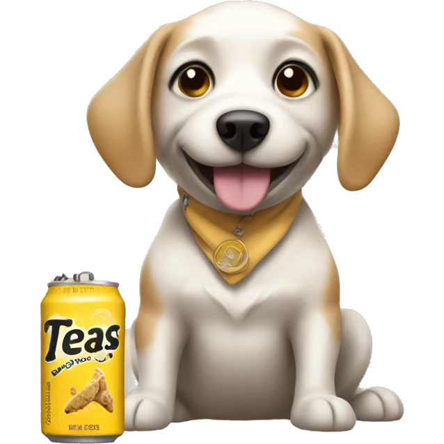 A dog holding a 12 pack of twisted teas emoji