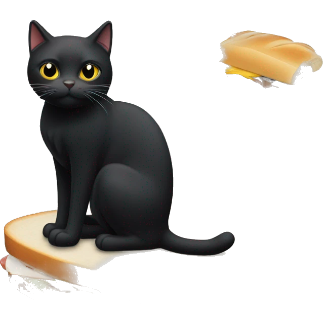 Sad black cat eating jimmy John’s sandwich  emoji
