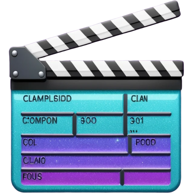 Glitter purple and cian clapperboard emoji