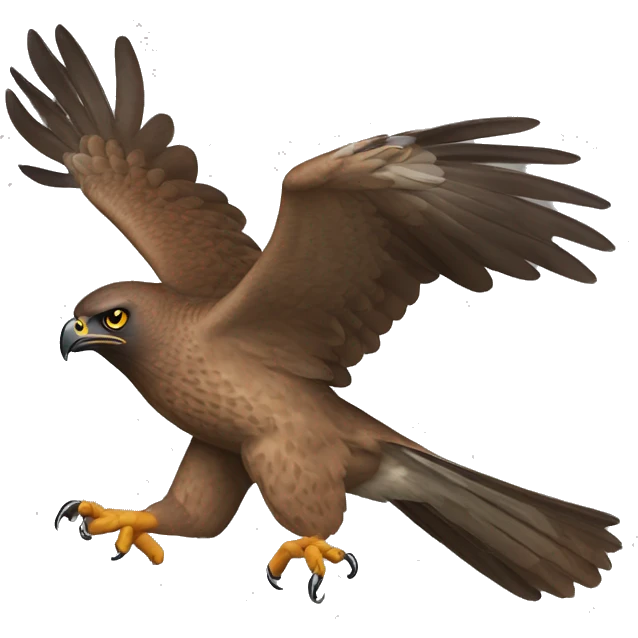 a brown goshawk attacking with his claws emoji
