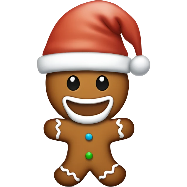 Gingerbread man with a white Santa hat emoji