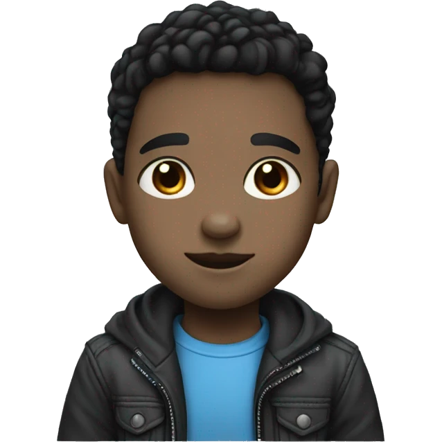 White skin, Black hair, Blue Eyes, Kid emoji