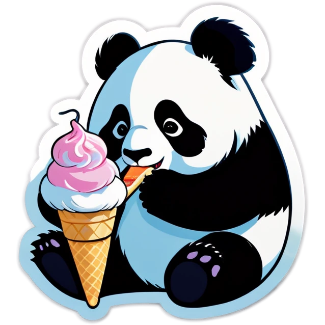 Panda eating ice cream emoji