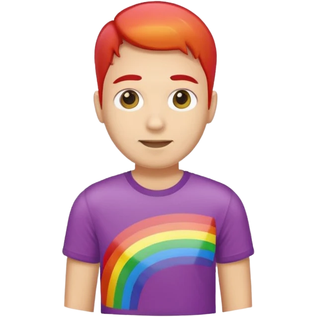 man with rainbow colored t shirt emoji