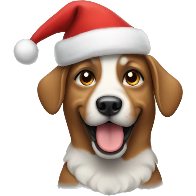 Dog with a christmas hat emoji