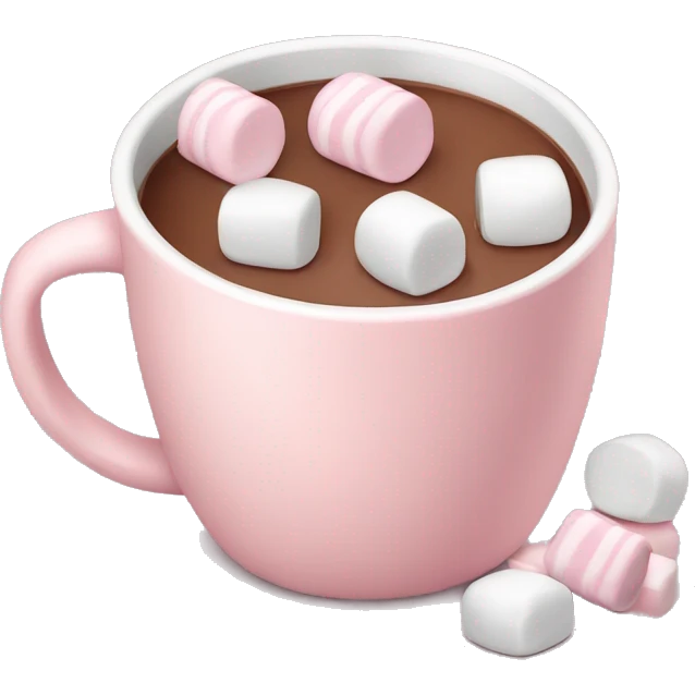 Light Pink mug of hot chocolate with marshmallows  emoji