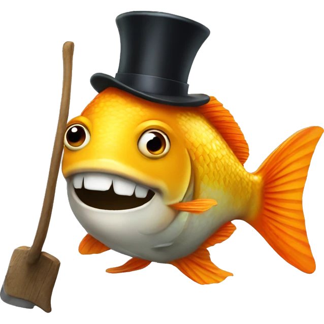 fish with top hat and an axe emoji