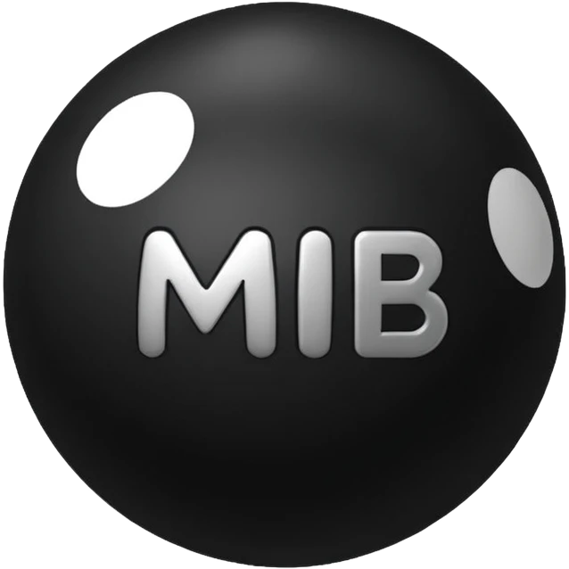 Black ball (MB) written on it. emoji