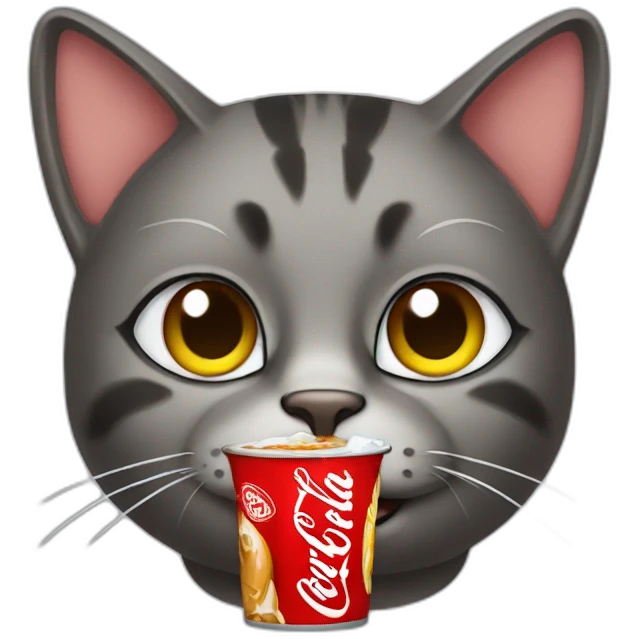 A cat drinking coca emoji
