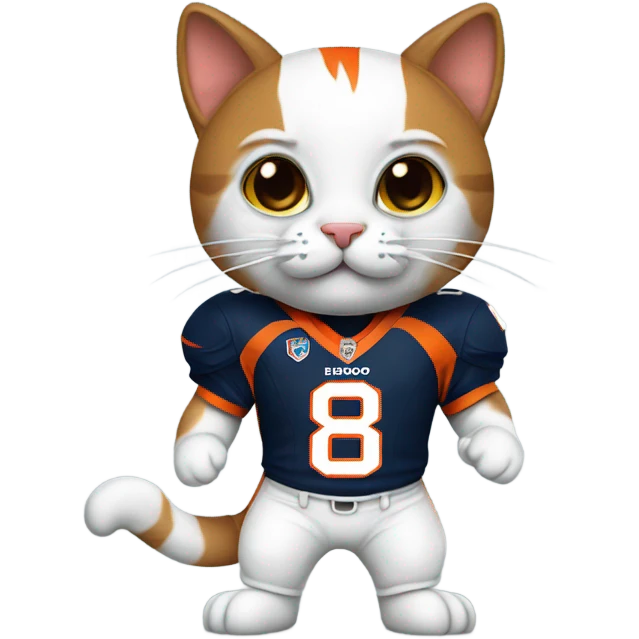 Kitty with Denver bronco uniform emoji