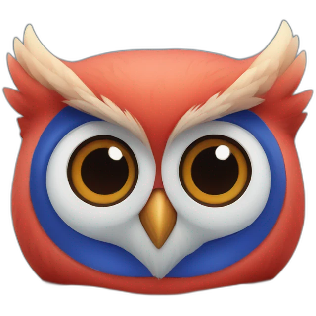 hibou rouge et bleu emoji