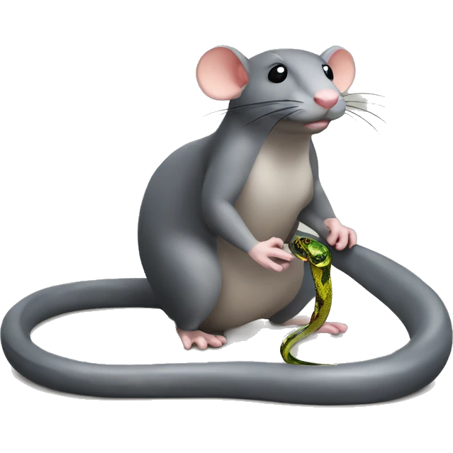 a rat looks at a snake emoji