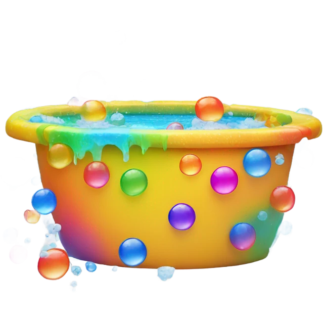 Rainbow jacuzzi overflowing with bubbles  emoji