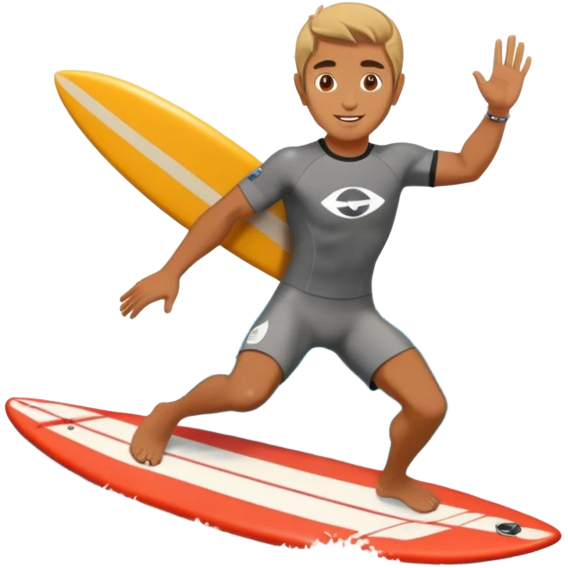 Chico surfeando en bali con camper emoji