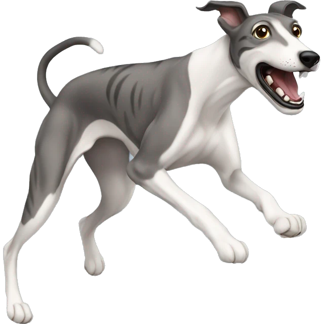  tiger greyhound with grey nose jumping emoji