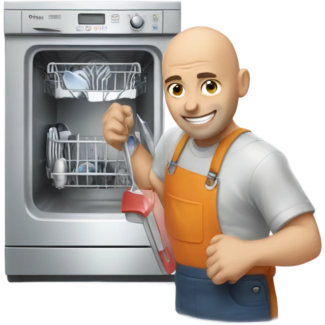 Bald man fixing dishwasher  emoji
