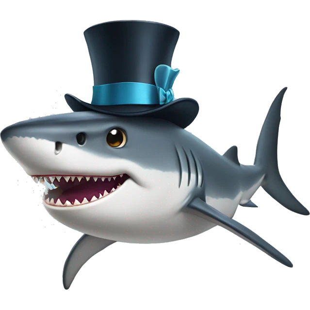 Shark with a top hat emoji