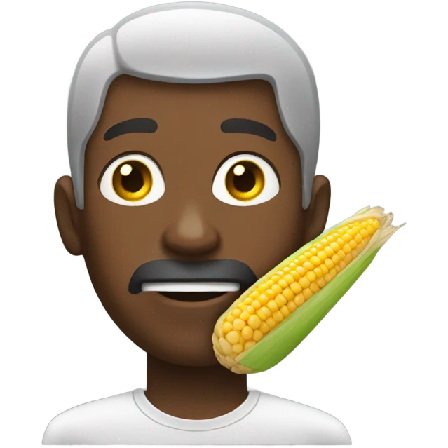 Black man with corn in his mouth emoji
